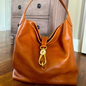 Dooney and Bourke Florentine Logo Lock Hobo - Natural- EUC